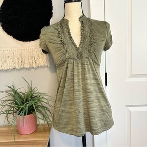 Olive Green Ruffled Women's Top